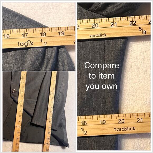 Armani Collezioni 40R 32x28 Gray Stripe Designer Suit Italian Wool Super 150s - Picture 13 of 16